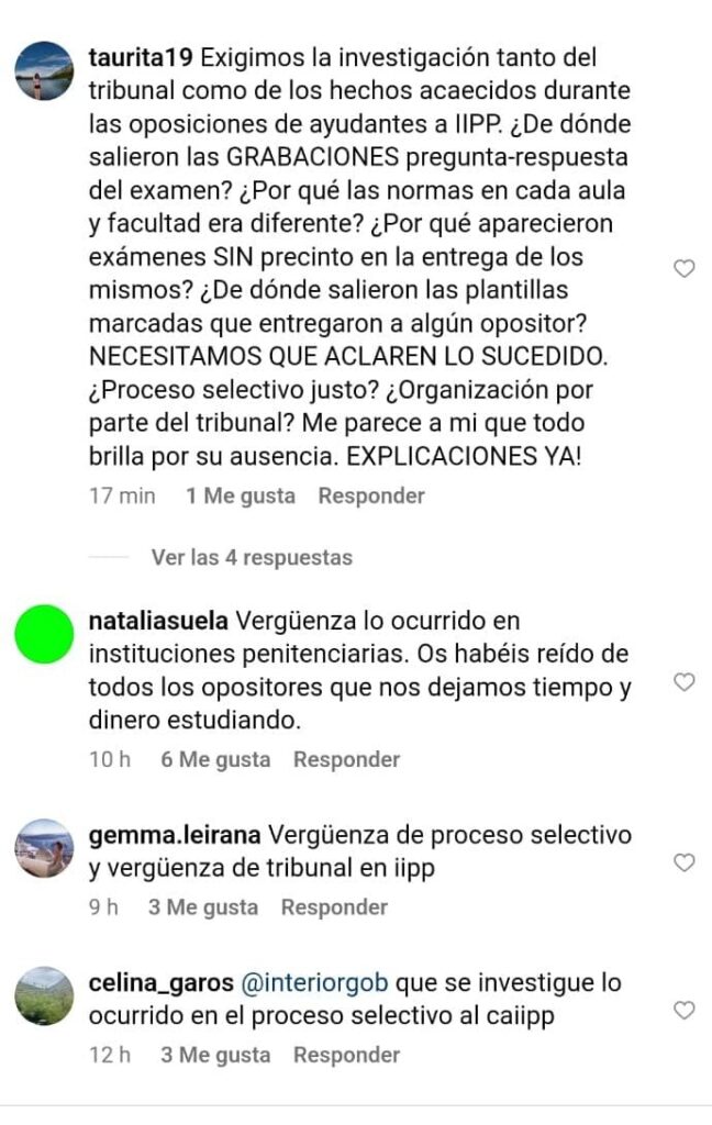 Conversación en Instagra sobre el escándalo