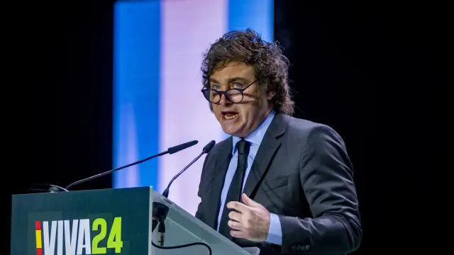 El presidente de Argentina, Javier Milei, en la convención de Vox en Madrid, el 19 de mayo de 2024.Alberto Gardin