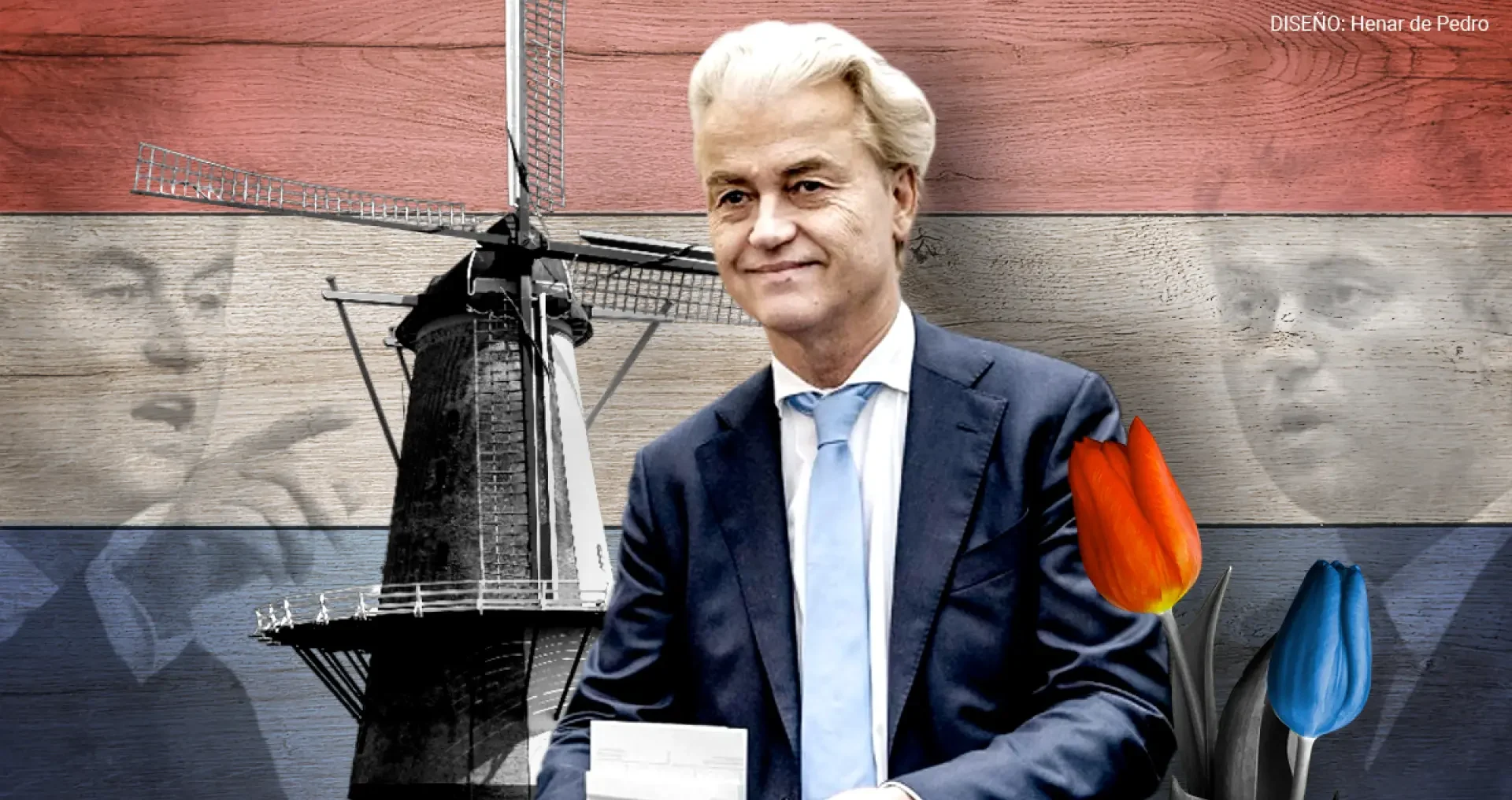 Wilders con bandera de Países Bajos
