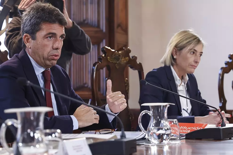 El president de la Generalitat valenciana, Carlos Mazón, y la consellera de Justicia e Interior, Elisa Núñez, a 30 de octubre de 2023.