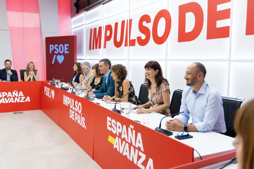 Pedro Sánchez preside la reunión de la Ejecutiva Federal del PSOE este lunes 2 de septiembre en Ferraz.