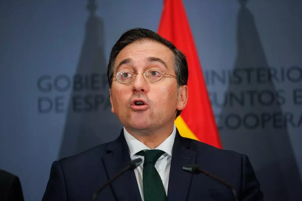 El ministro de Asuntos Exteriores, José Manuel Albares, ofrece una rueda de prensa en el Palacio de Santa Cruz, a 13 de septiembre de 2024, en Madrid.