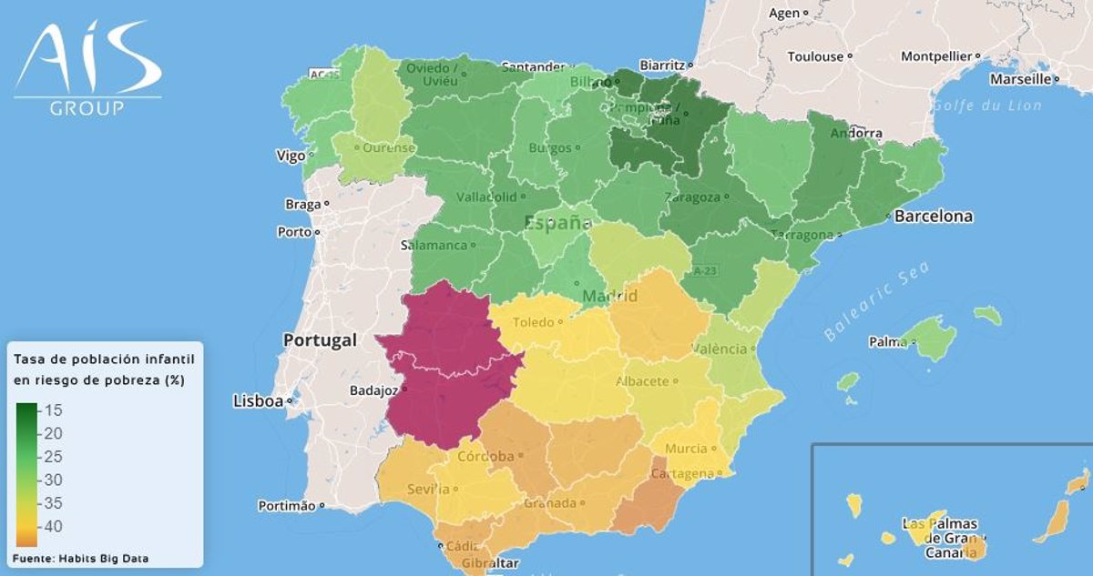 Mapa de la pobreza infantil en España