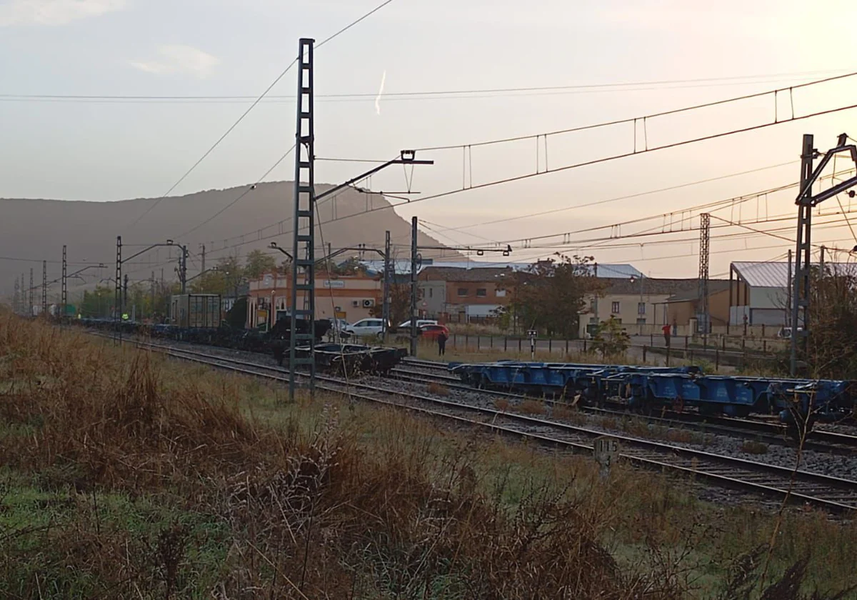 Imagen del tren descarrilado en Matillas (Guadalajara) 112