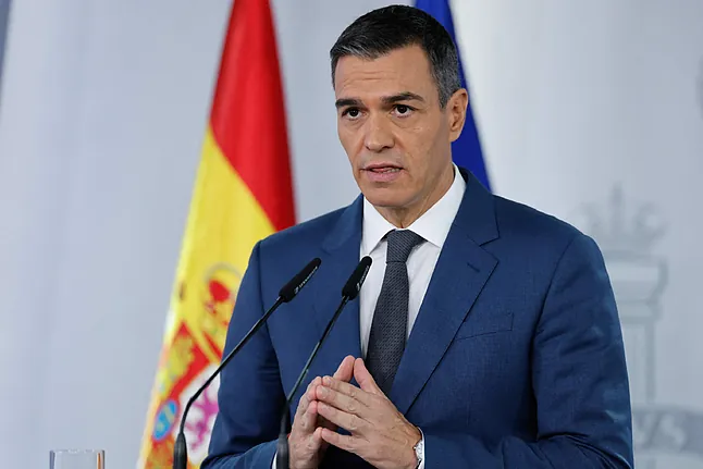 Pedro Sánchez, durante su comparecencia desde La Moncloa tras el Consejo de Ministros.Óscar del PozoAFP