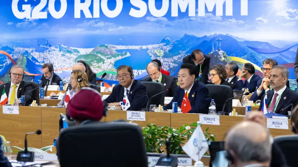 Líderes del G20, reunidos este lunes en Río de Janeiro (Brasil)YONHAP / POOL