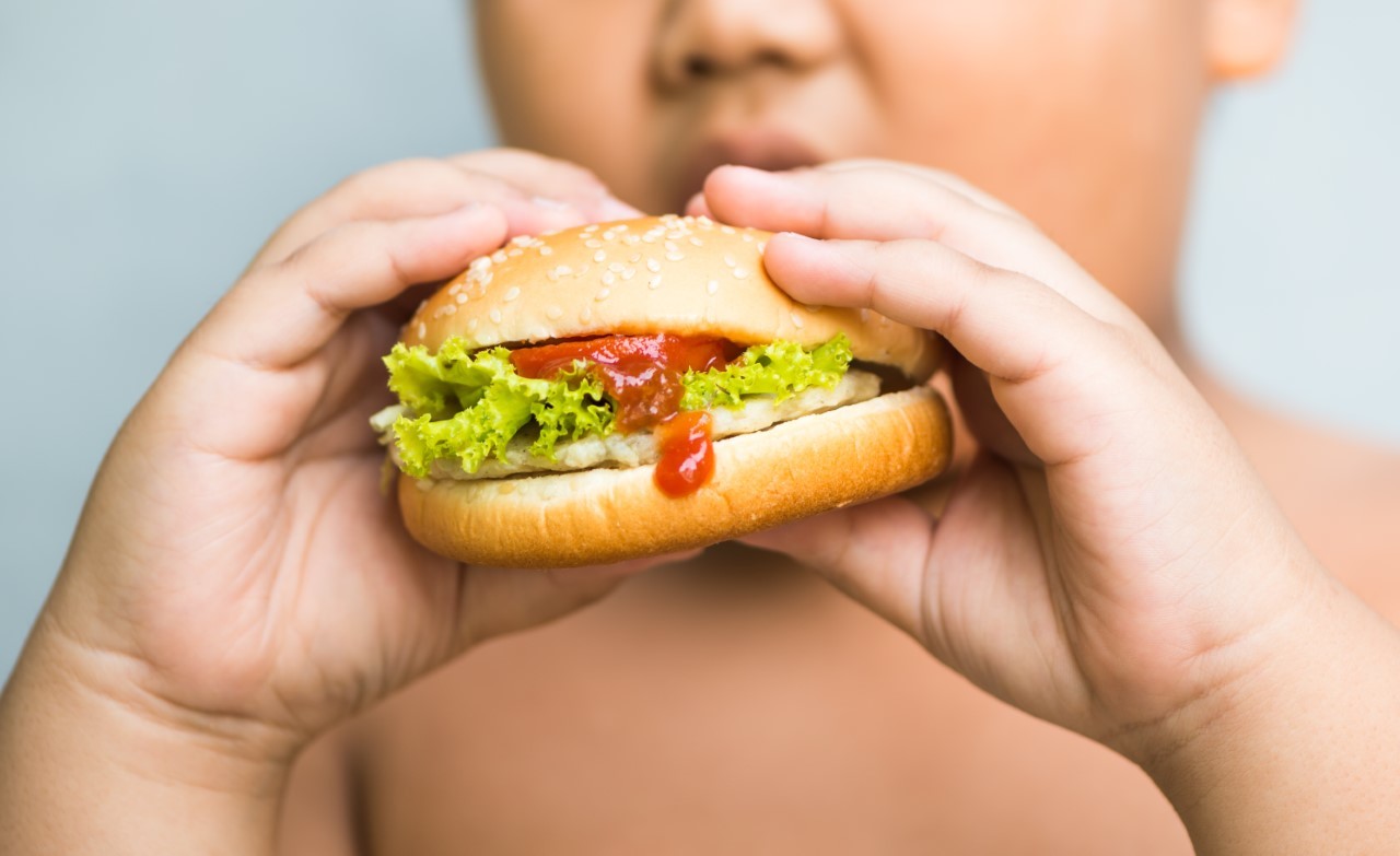 Niño con una hamburguesa