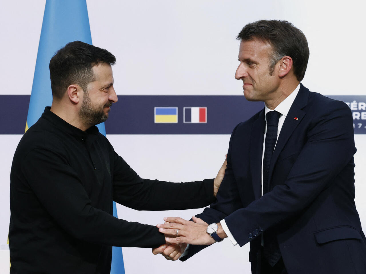 Presidente de Francia Macron y Zelenski