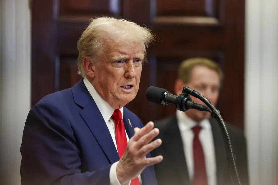 El presidente de EE.UU., Donald Trump, este martes en la Sala Roosevelt de la Casa Blanca. EFE/EPA/Aaron Schwartz/Pool